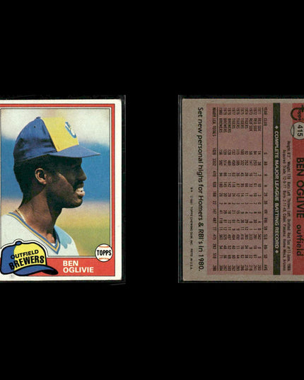 Milwaukee Brewers 1981 Topps Baseball 49-Card Lot Topps VG