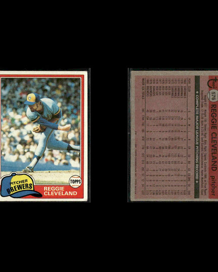 Milwaukee Brewers 1981 Topps Baseball 49-Card Lot Topps VG