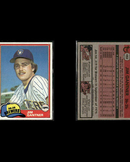 Milwaukee Brewers 1981 Topps Baseball 49-Card Lot Topps VG