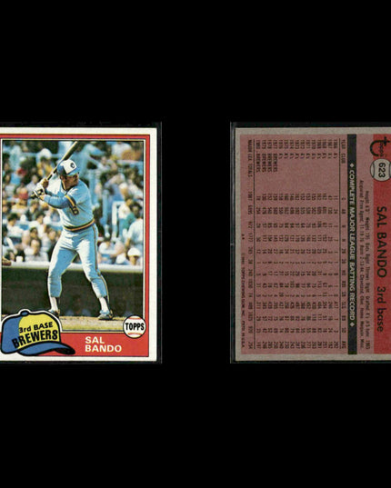 Milwaukee Brewers 1981 Topps Baseball 49-Card Lot Topps VG