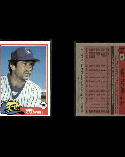 Milwaukee Brewers 1981 Topps Baseball 49-Card Lot Topps VG