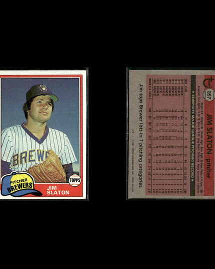 Milwaukee Brewers 1981 Topps Baseball 49-Card Lot Topps VG
