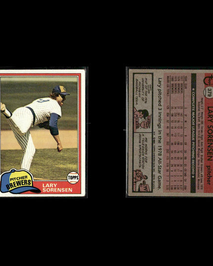 Milwaukee Brewers 1981 Topps Baseball 49-Card Lot Topps VG