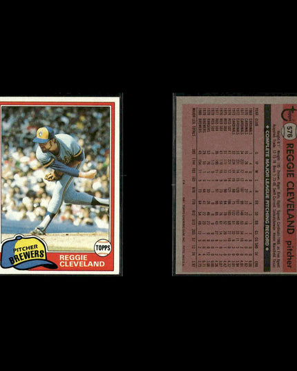 Milwaukee Brewers 1981 Topps Baseball 49-Card Lot Topps VG