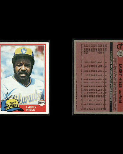 Milwaukee Brewers 1981 Topps Baseball 49-Card Lot Topps VG