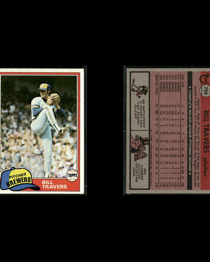 Milwaukee Brewers 1981 Topps Baseball 49-Card Lot Topps VG