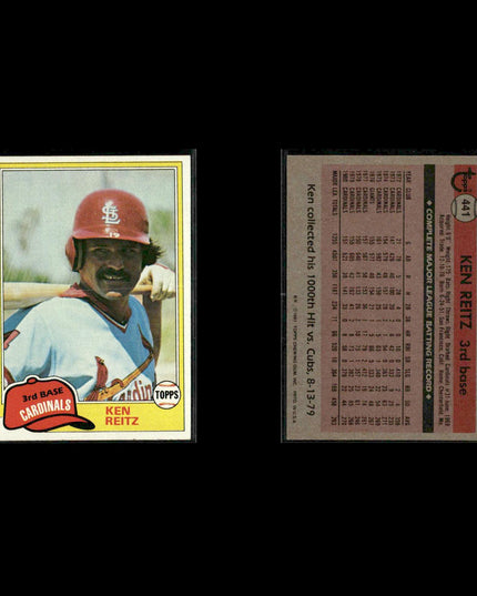 St. Louis Cardinals 1981 Topps Baseball 35-Card Lot Topps VG