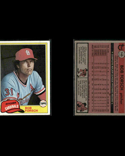 St. Louis Cardinals 1981 Topps Baseball 35-Card Lot Topps VG