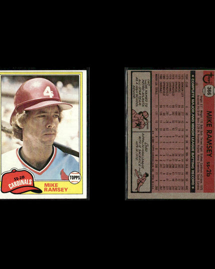 St. Louis Cardinals 1981 Topps Baseball 35-Card Lot Topps VG
