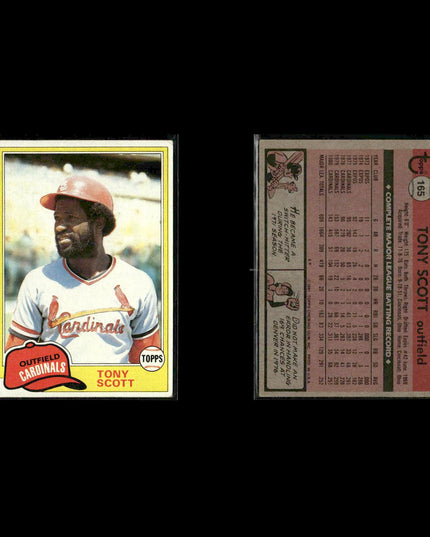 St. Louis Cardinals 1981 Topps Baseball 35-Card Lot Topps VG