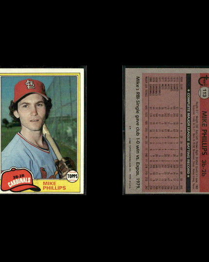 St. Louis Cardinals 1981 Topps Baseball 35-Card Lot Topps VG