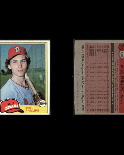 St. Louis Cardinals 1981 Topps Baseball 35-Card Lot Topps VG