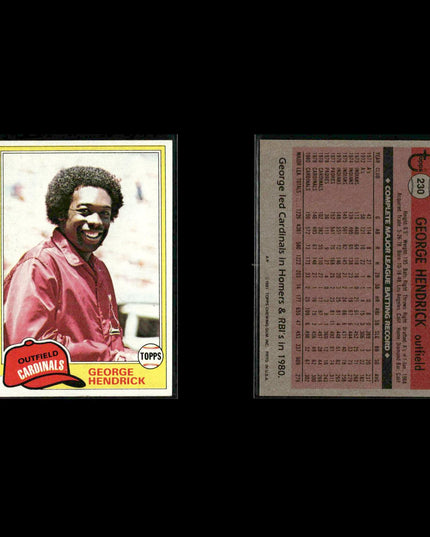 St. Louis Cardinals 1981 Topps Baseball 35-Card Lot Topps VG