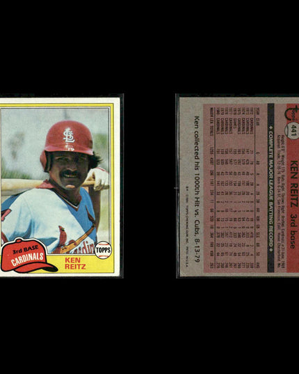 St. Louis Cardinals 1981 Topps Baseball 35-Card Lot Topps VG