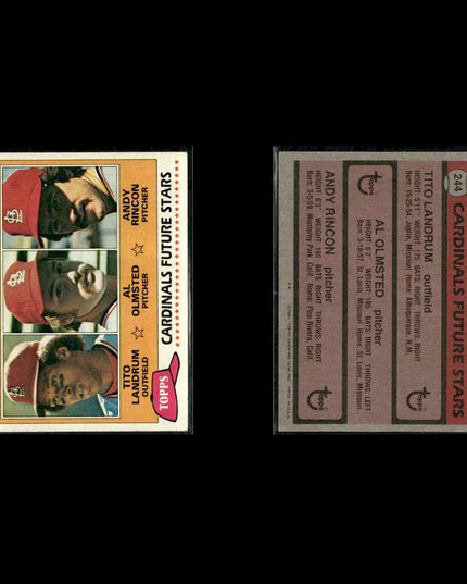 St. Louis Cardinals 1981 Topps Baseball 35-Card Lot Topps VG