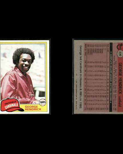St. Louis Cardinals 1981 Topps Baseball 35-Card Lot Topps VG