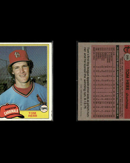 St. Louis Cardinals 1981 Topps Baseball 35-Card Lot Topps VG