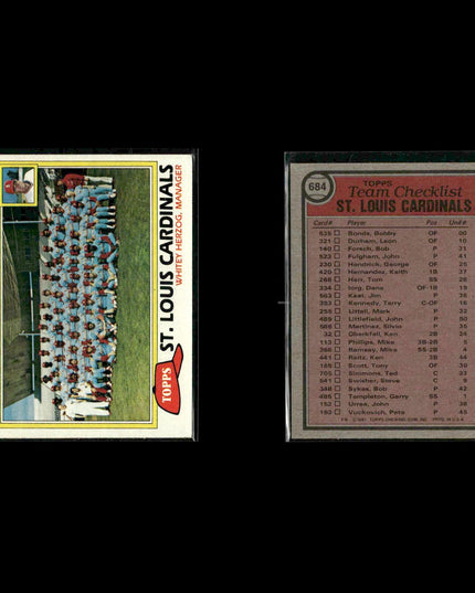 St. Louis Cardinals 1981 Topps Baseball 35-Card Lot Topps VG