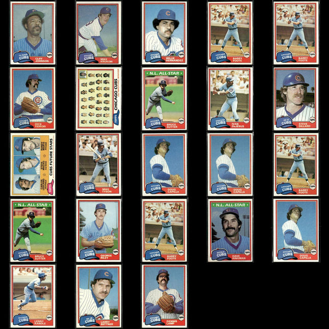 Chicago Cubs 1981 Topps Baseball 23-Card Lot Topps VG