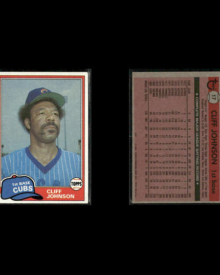 Chicago Cubs 1981 Topps Baseball 23-Card Lot Topps VG