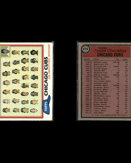 Chicago Cubs 1981 Topps Baseball 23-Card Lot Topps VG