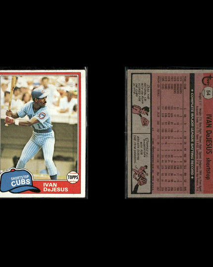 Chicago Cubs 1981 Topps Baseball 23-Card Lot Topps VG