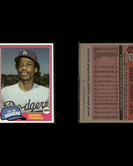 Los Angeles Dodgers 1981 Topps Baseball 42-Card Lot Topps VG