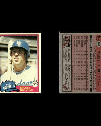 Los Angeles Dodgers 1981 Topps Baseball 42-Card Lot Topps VG