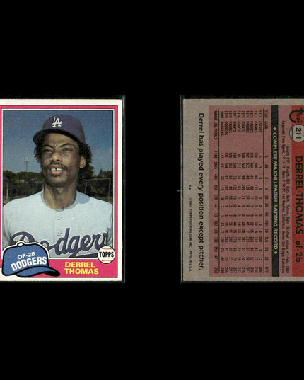Los Angeles Dodgers 1981 Topps Baseball 42-Card Lot Topps VG