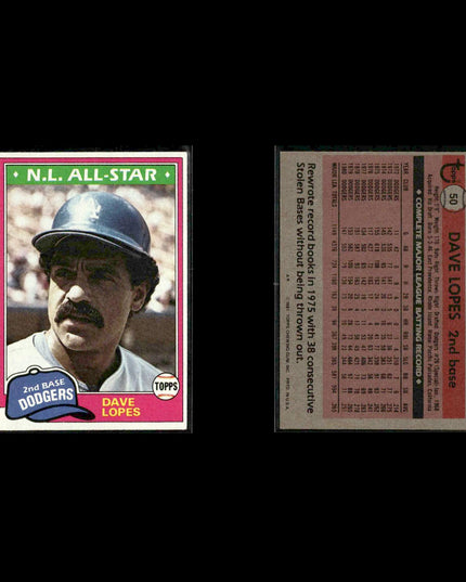 Los Angeles Dodgers 1981 Topps Baseball 42-Card Lot Topps VG