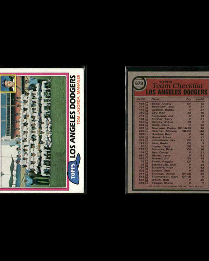 Los Angeles Dodgers 1981 Topps Baseball 42-Card Lot Topps VG