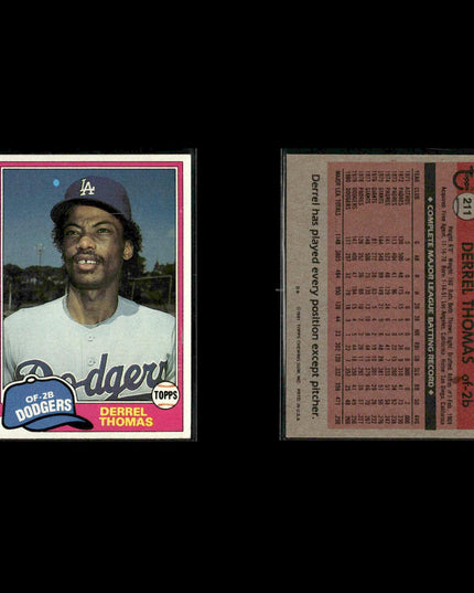 Los Angeles Dodgers 1981 Topps Baseball 42-Card Lot Topps VG