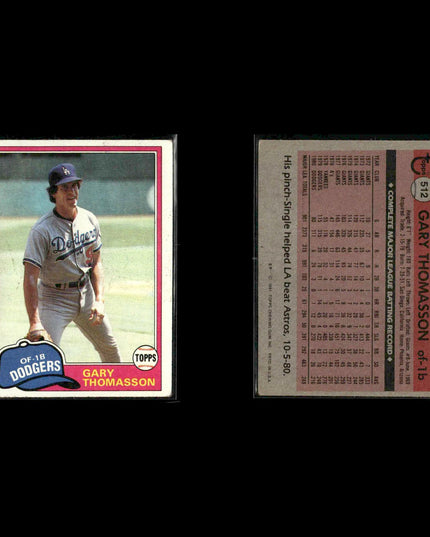 Los Angeles Dodgers 1981 Topps Baseball 42-Card Lot Topps VG