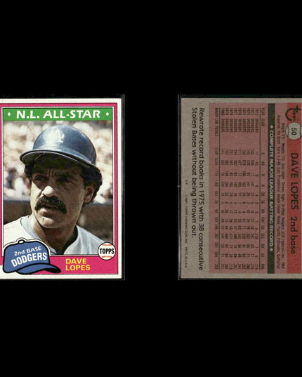 Los Angeles Dodgers 1981 Topps Baseball 42-Card Lot Topps VG