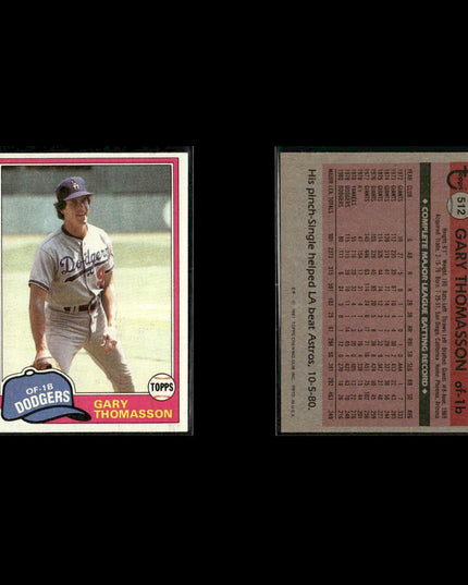 Los Angeles Dodgers 1981 Topps Baseball 42-Card Lot Topps VG