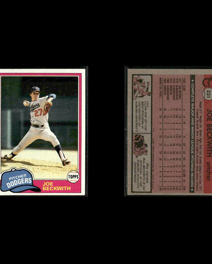 Los Angeles Dodgers 1981 Topps Baseball 42-Card Lot Topps VG