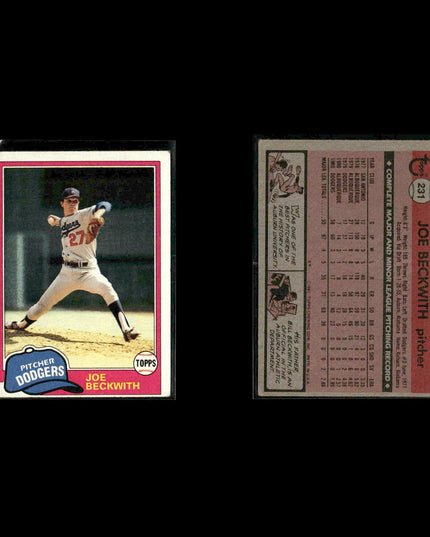 Los Angeles Dodgers 1981 Topps Baseball 42-Card Lot Topps VG