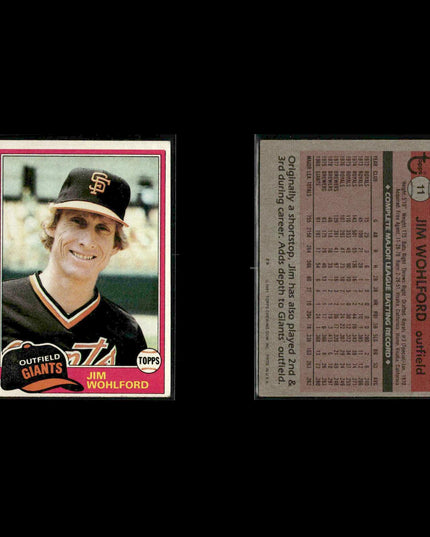 San Francisco Giants 1981 Topps Baseball 51-Card Lot Topps VG