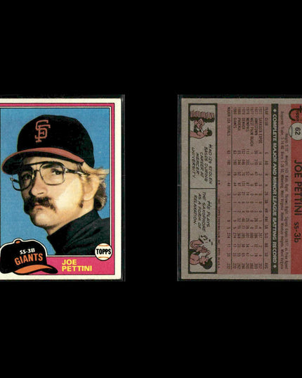 San Francisco Giants 1981 Topps Baseball 51-Card Lot Topps VG