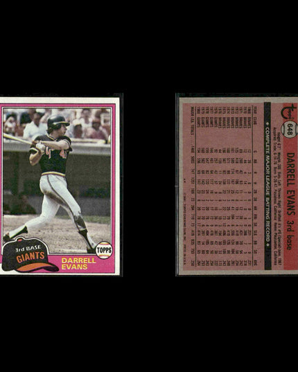 San Francisco Giants 1981 Topps Baseball 51-Card Lot Topps VG