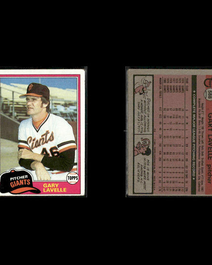 San Francisco Giants 1981 Topps Baseball 51-Card Lot Topps VG
