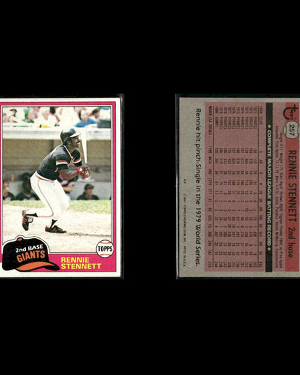 San Francisco Giants 1981 Topps Baseball 51-Card Lot Topps VG