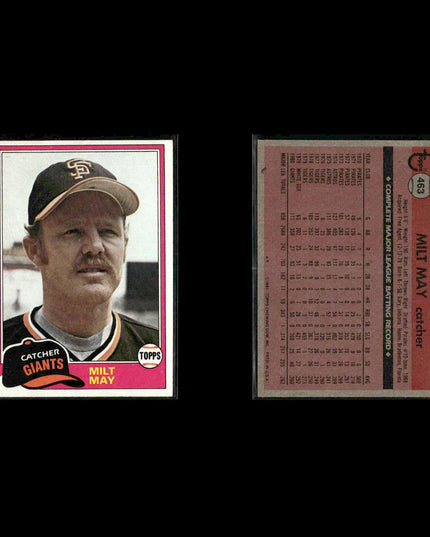 San Francisco Giants 1981 Topps Baseball 51-Card Lot Topps VG