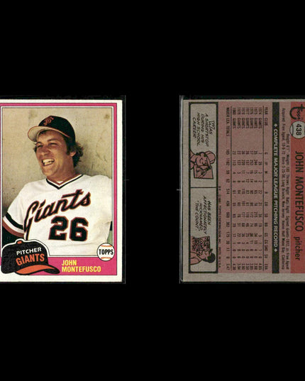 San Francisco Giants 1981 Topps Baseball 51-Card Lot Topps VG