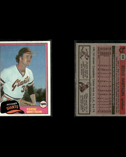 San Francisco Giants 1981 Topps Baseball 51-Card Lot Topps VG
