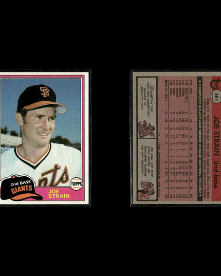 San Francisco Giants 1981 Topps Baseball 51-Card Lot Topps VG