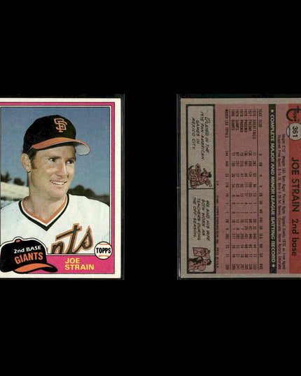 San Francisco Giants 1981 Topps Baseball 51-Card Lot Topps VG