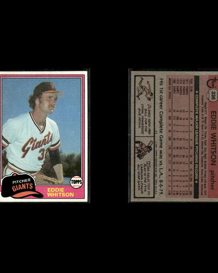 San Francisco Giants 1981 Topps Baseball 51-Card Lot Topps VG
