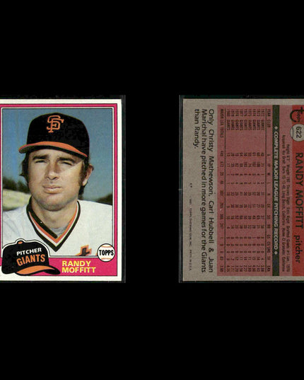 San Francisco Giants 1981 Topps Baseball 51-Card Lot Topps VG