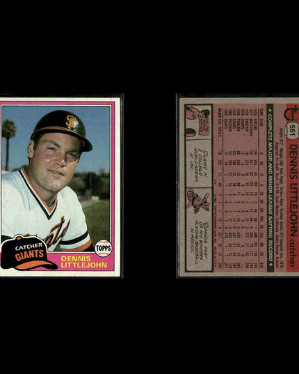 San Francisco Giants 1981 Topps Baseball 51-Card Lot Topps VG